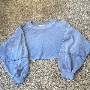 Free People Blue Cropped Sweatshirt
